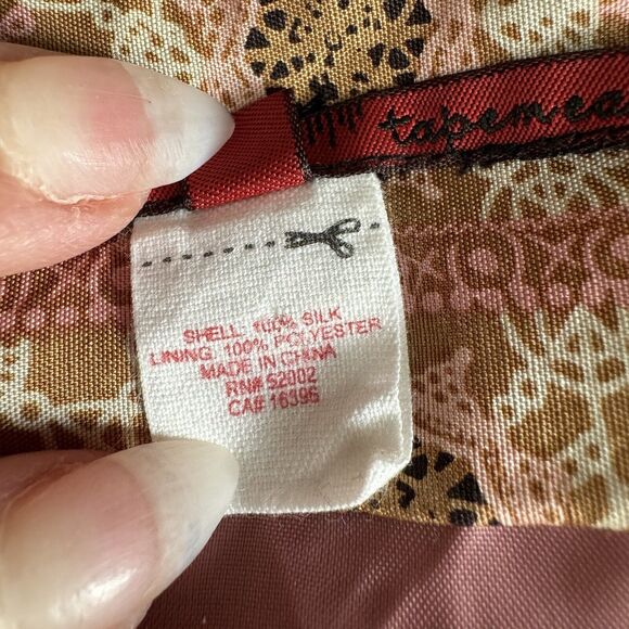 Tapemeasure Silk Pleated Skirt Size 4 Brown High Waisted A-Line Geometric Preppy - Picture 8 of 11